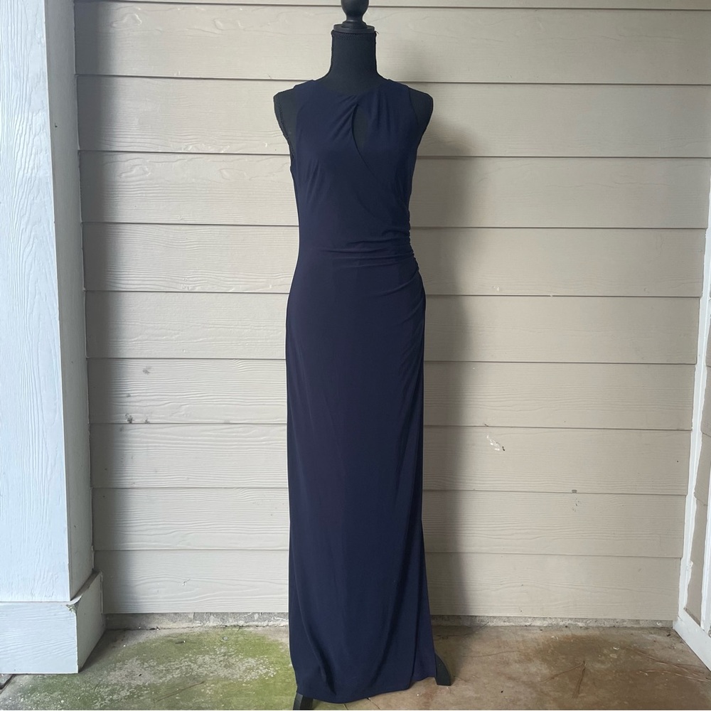 Betsy & Adam Navy Sleeveless Maxi Dress